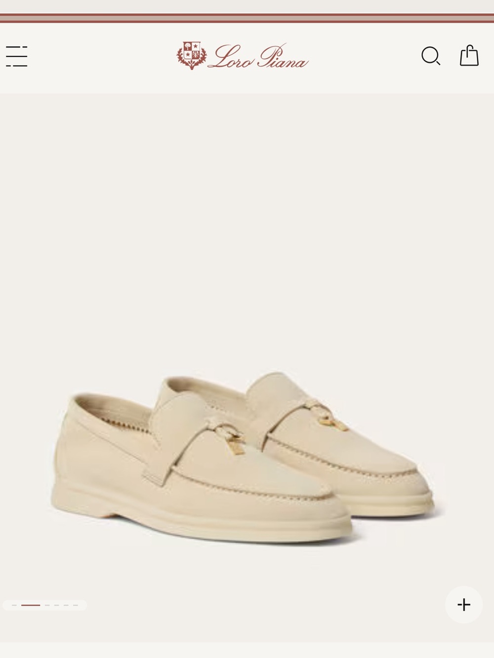 Loro Piana Baby Cashmere Cream Suede Loafers with Gold Charm